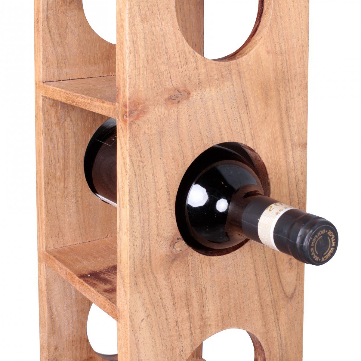 FINEBUY Weinregal SuVa3544_1, Akazie Massivholz für 5 Flaschen Modern 70 cm, Flaschenregal für Wandmontage, Standregal für Wein