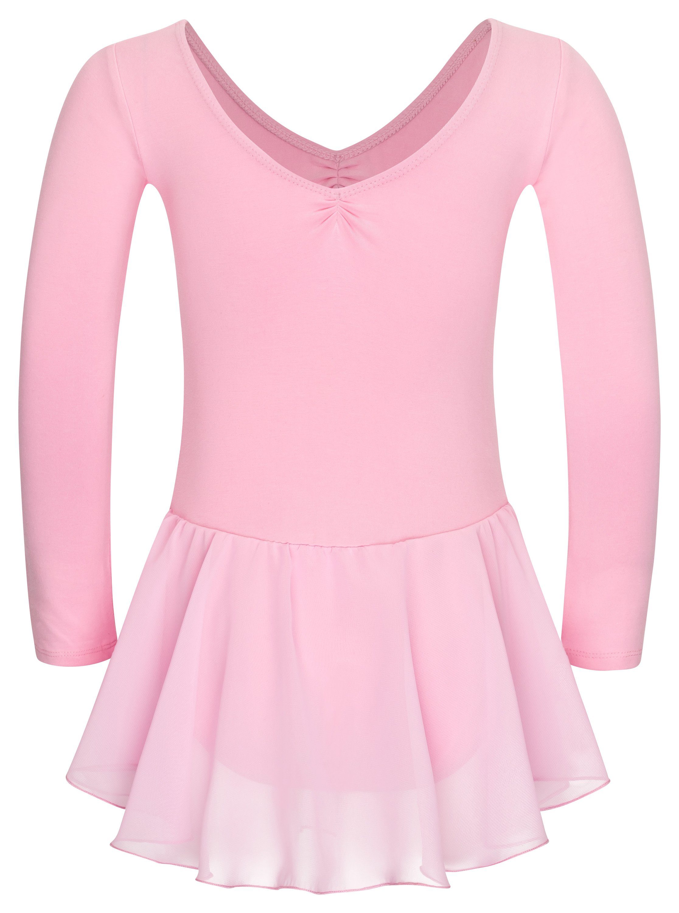 tanzmuster Chiffonkleid Ballettkleid Anna mit Glitzersteinen Mädchen Ballettbody mit Chiffon Röckchen