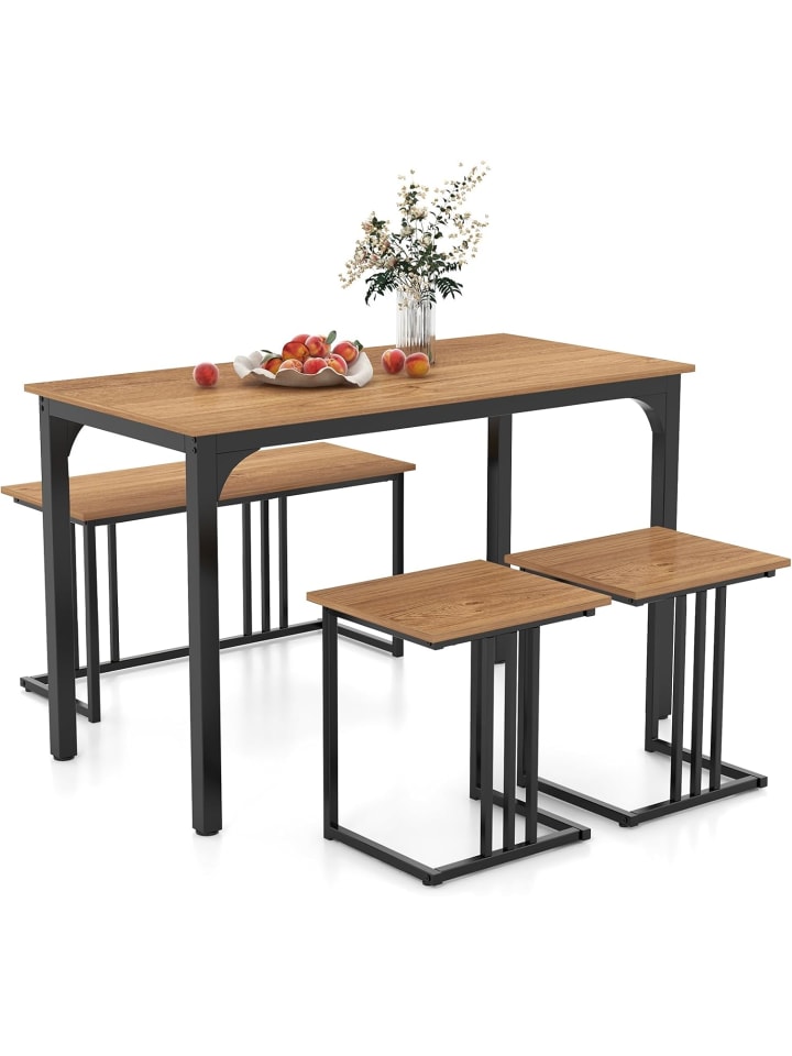 COSTWAY Esstisch 4er Set in Hellbraun günstig kaufen onesize
