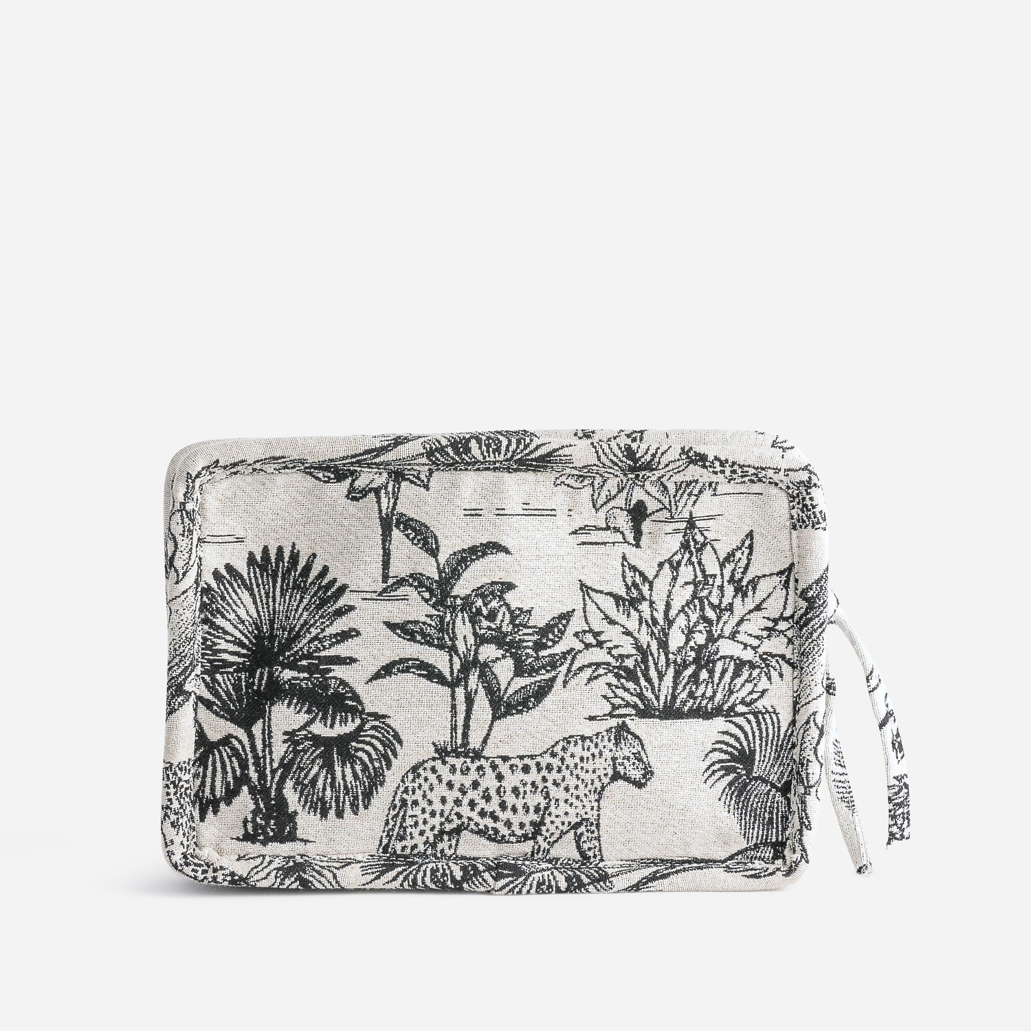 Pochette noire jacquard à motif jungle