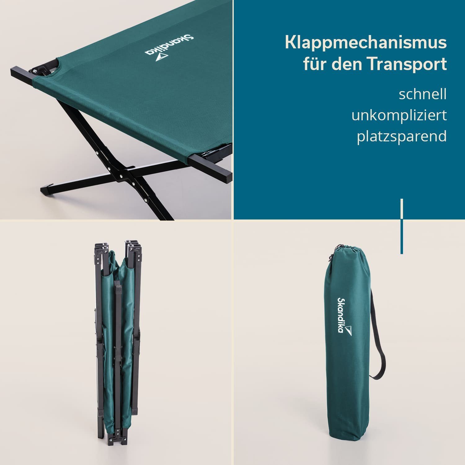 Skandika Feldbett Mutenia Klappbare Sonnenliege mit Organizer-Tasche, max. 200 kg, Outdoor