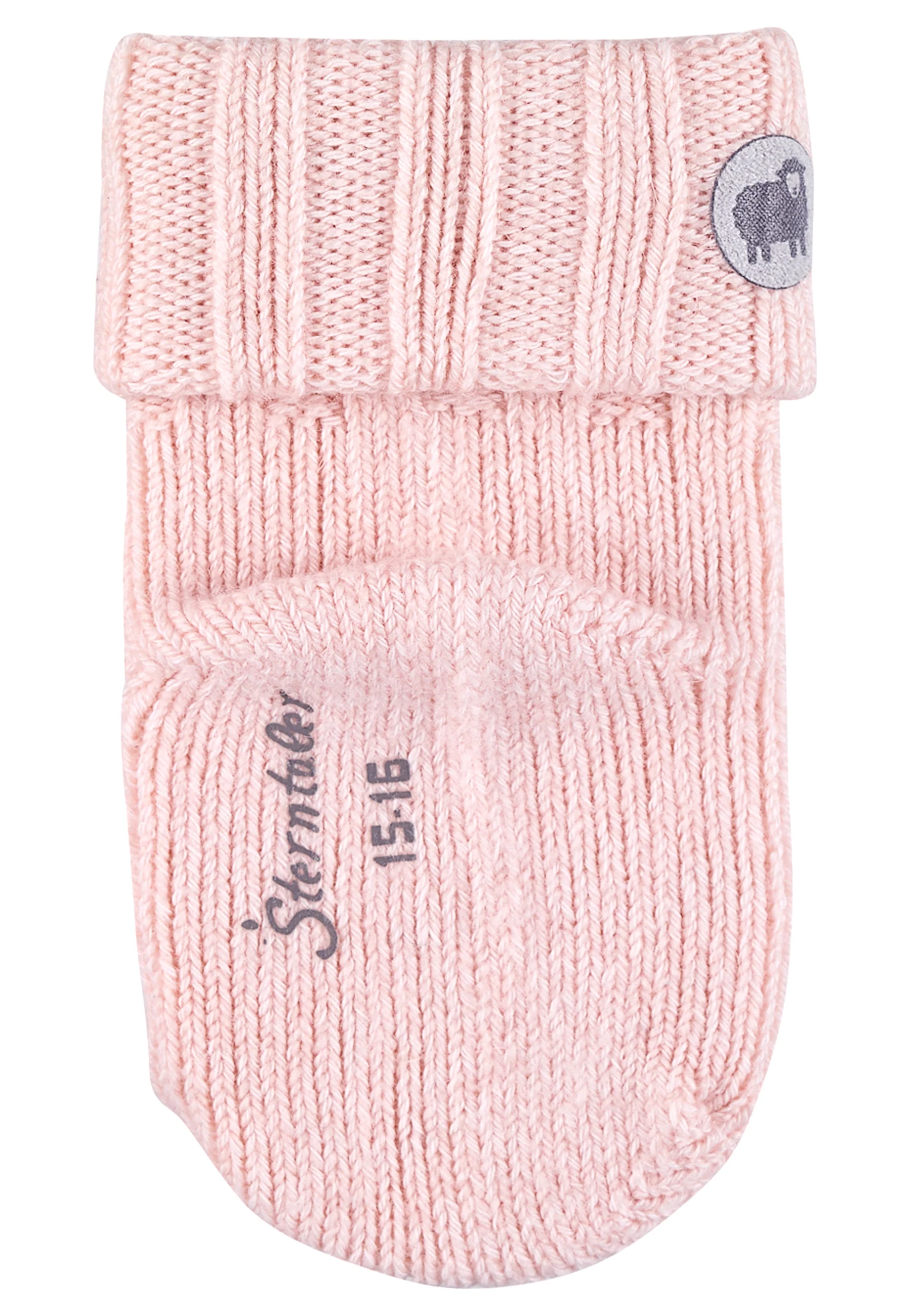 Babysocken uni, mit Wolle und Applikation Schaf