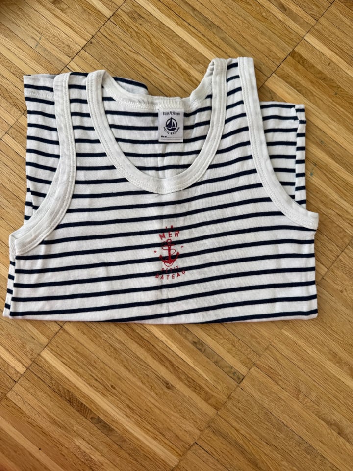 PETIT BATEAU Unterhemd in Weiß/ Dunkelblau günstig kaufen 128