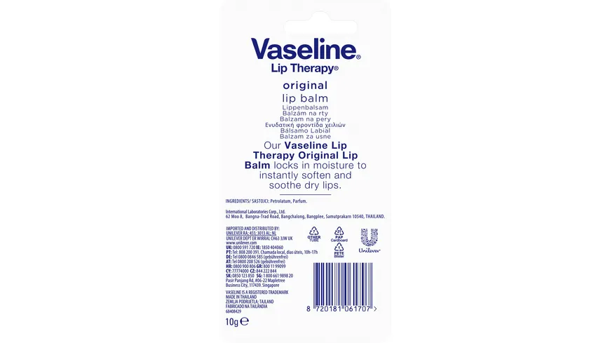 Vaseline Lip Original Tube 10g 10 g
