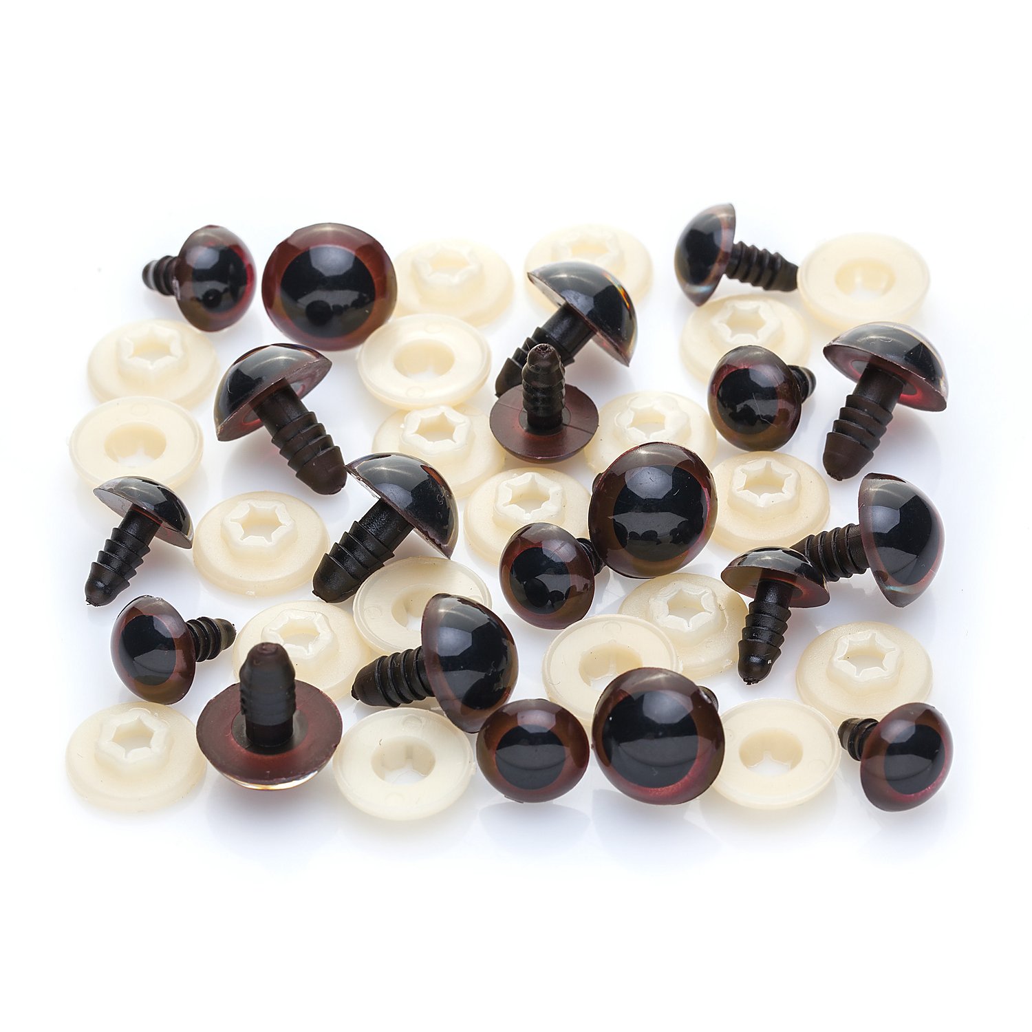 Tieraugen, braun, 9 + 12 mm, 20 Stück