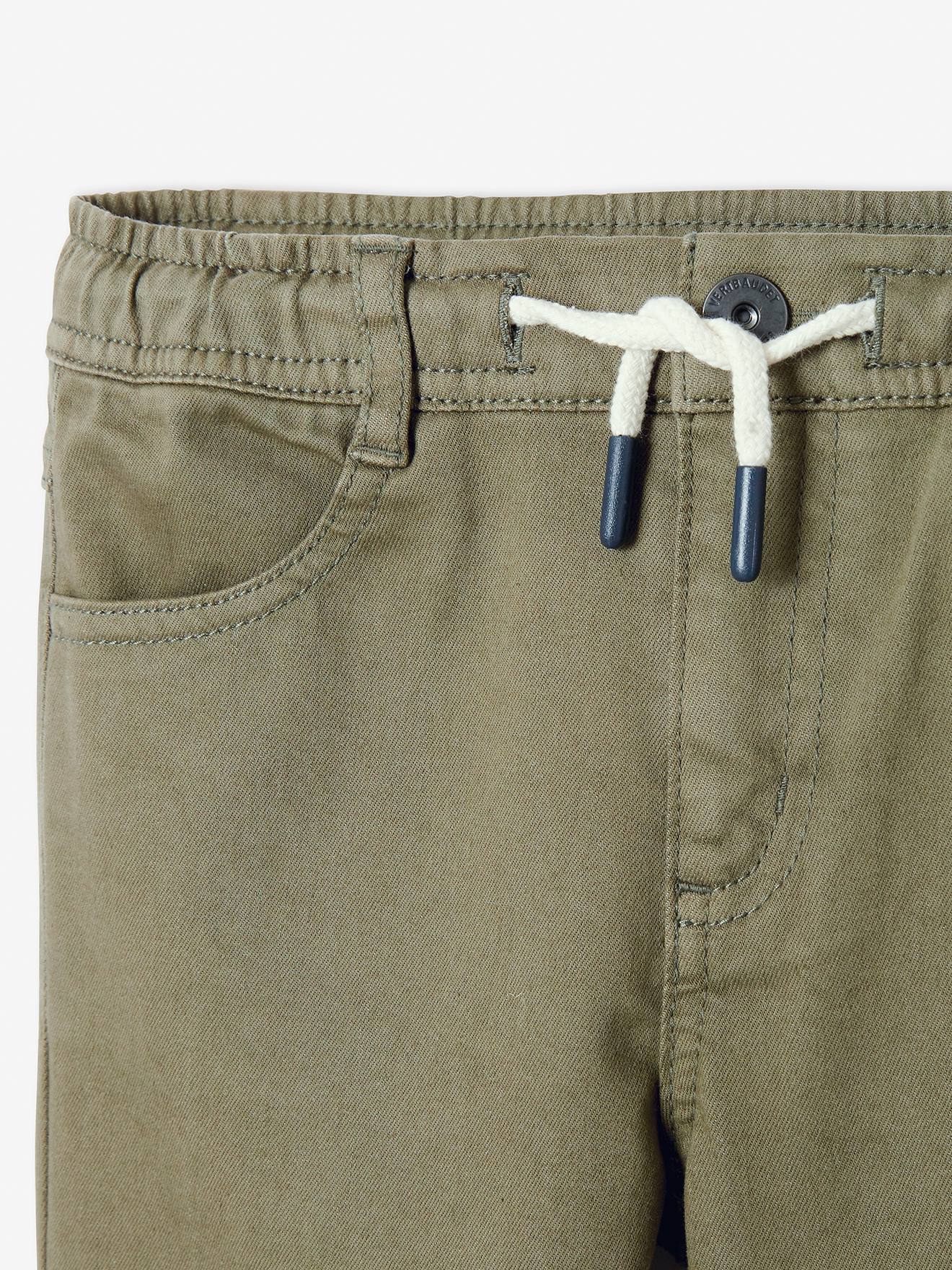 Pantalon slim couleur facile à enfiler garçon vert olive
