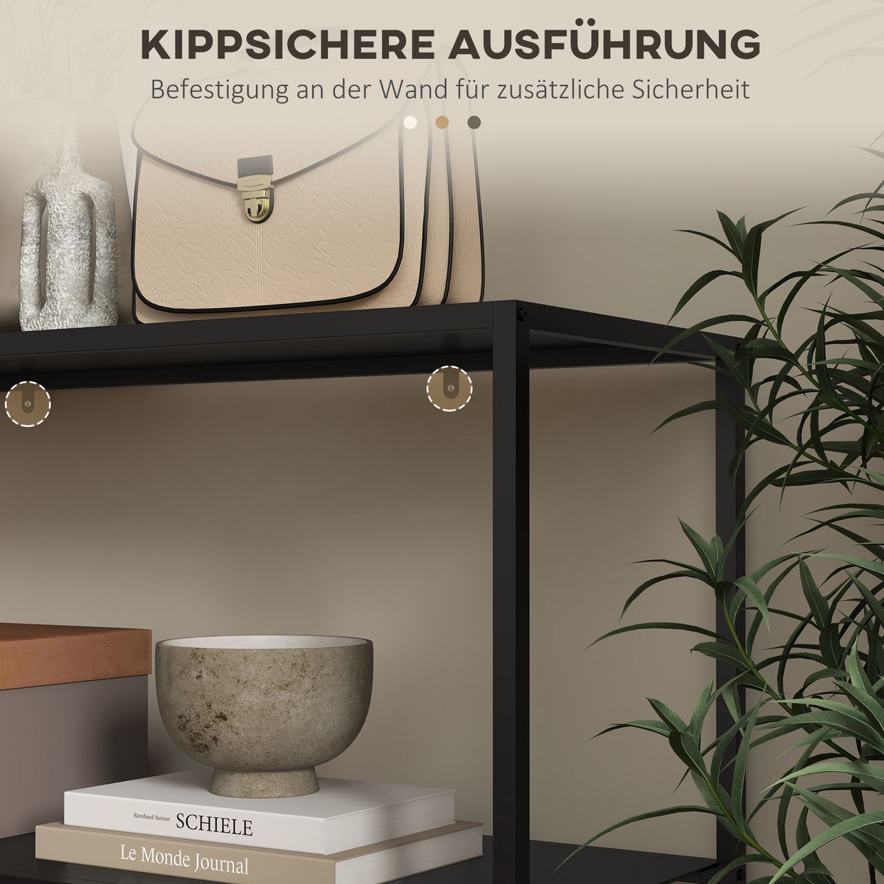 HOMCOM Konsolentisch mit 2 Ebenen, Flurtisch, Beistelltisch aus Stahl für Diele