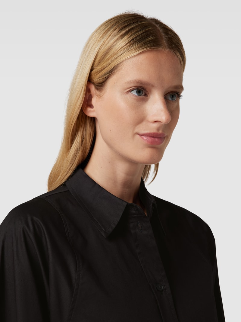 Knielanges Hemdblusenkleid mit Hemdblusenkragen in schwarz