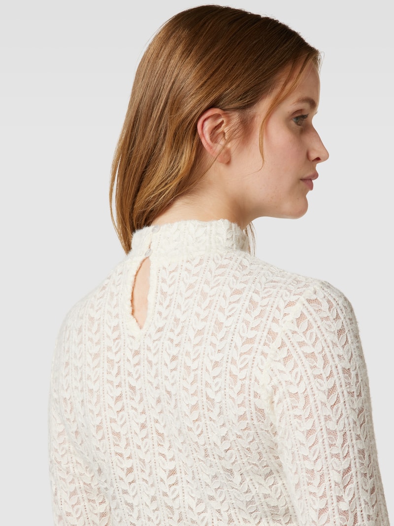 Longsleeve mit Stehkragen in ecru
