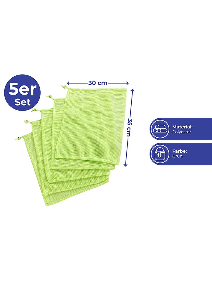 Wenko 5er-Set: Obst- & Gemüsebeutel in Grün - (L)35 x (B)30 cm günstig kaufen onesize