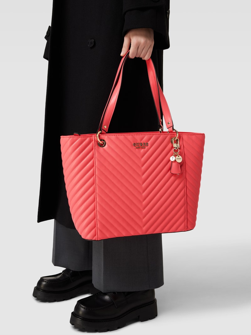 Handtasche mit Steppnähten Modell 'NOELLE' in koralle
