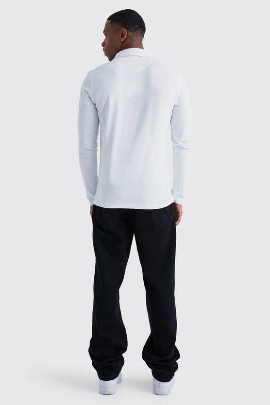 Langarm Muscle Fit Jersey-Hemd
