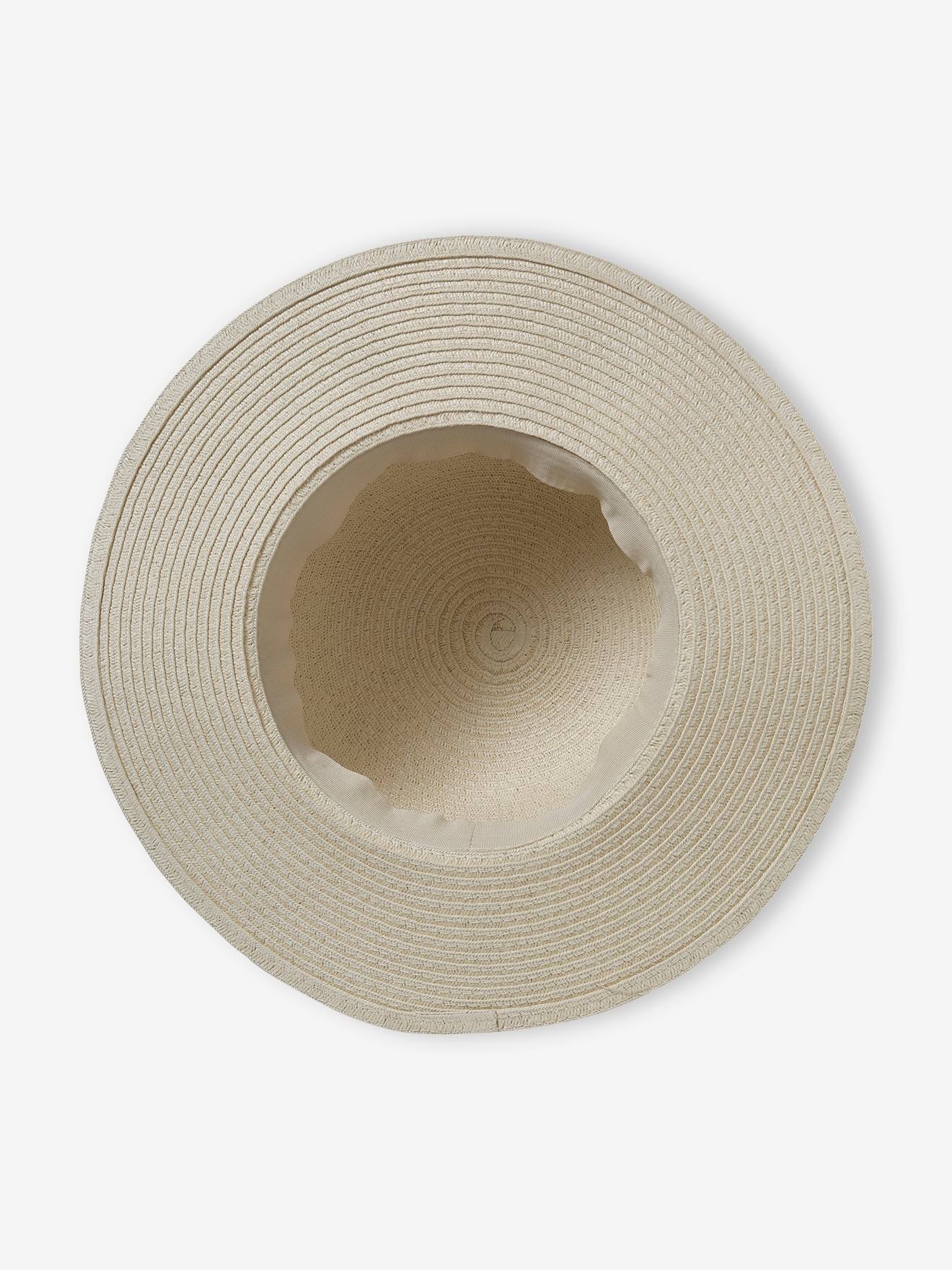 Chapeau aspect paille avec marguerites fille sable