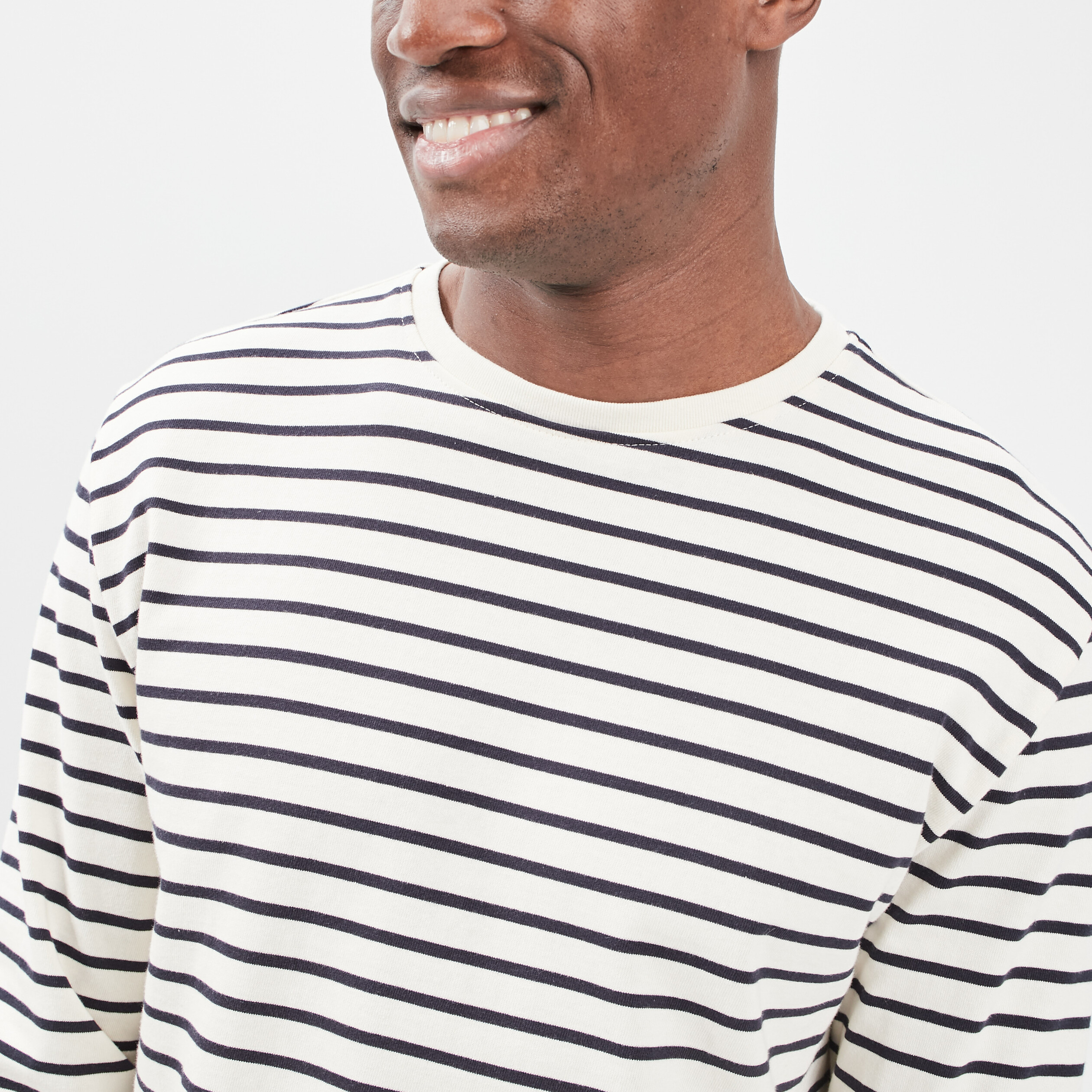 T-shirt manches longues marinière ecru homme | La Halle