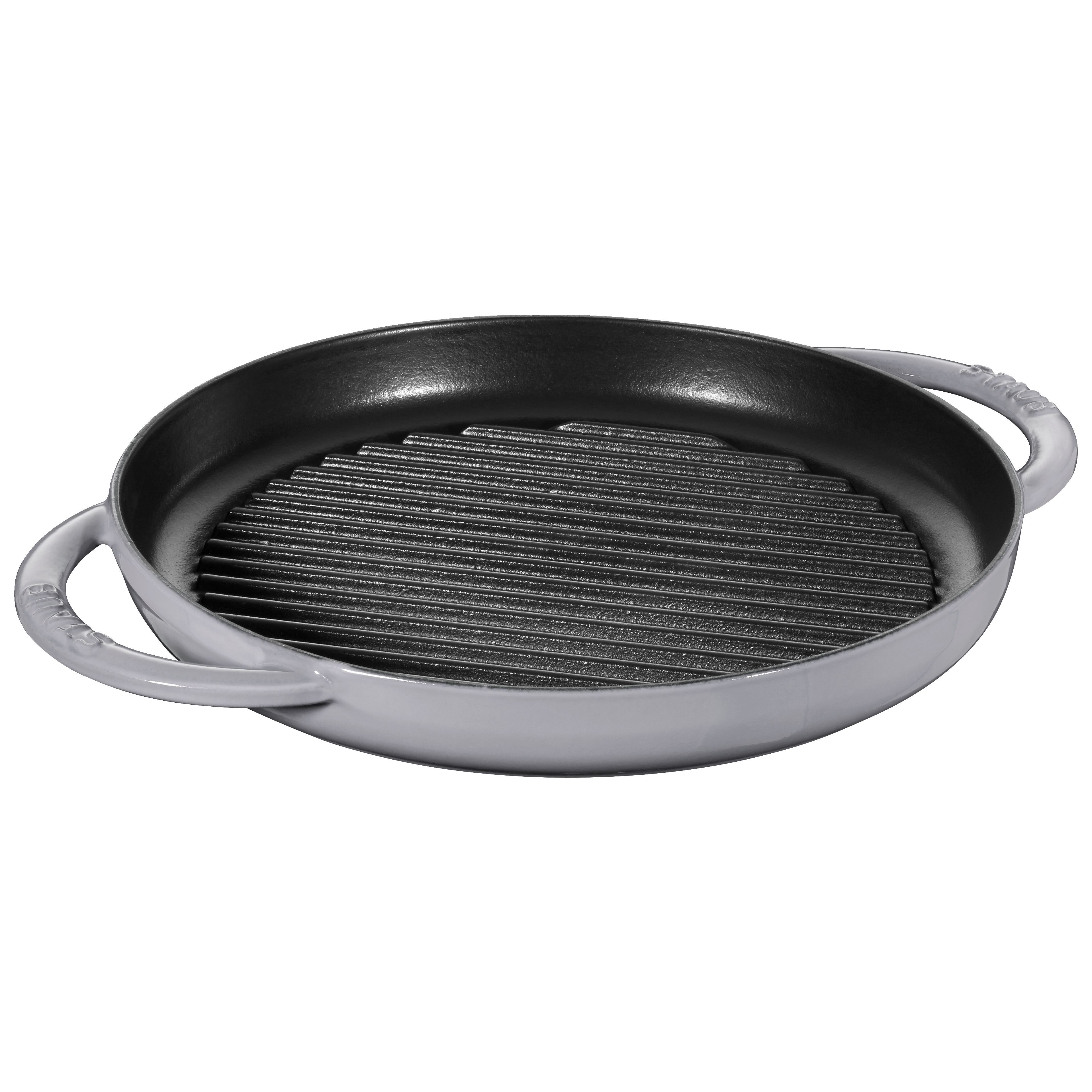 Grillpfanne 26 cm, rund, Graphit-Grau, Gusseisen