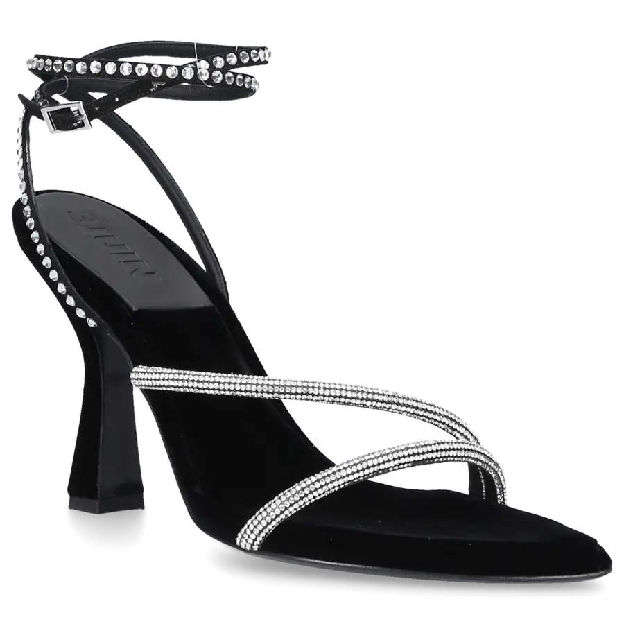 3 JUIN - Riemchensandalen 323WC0 Veloursleder - schwarz