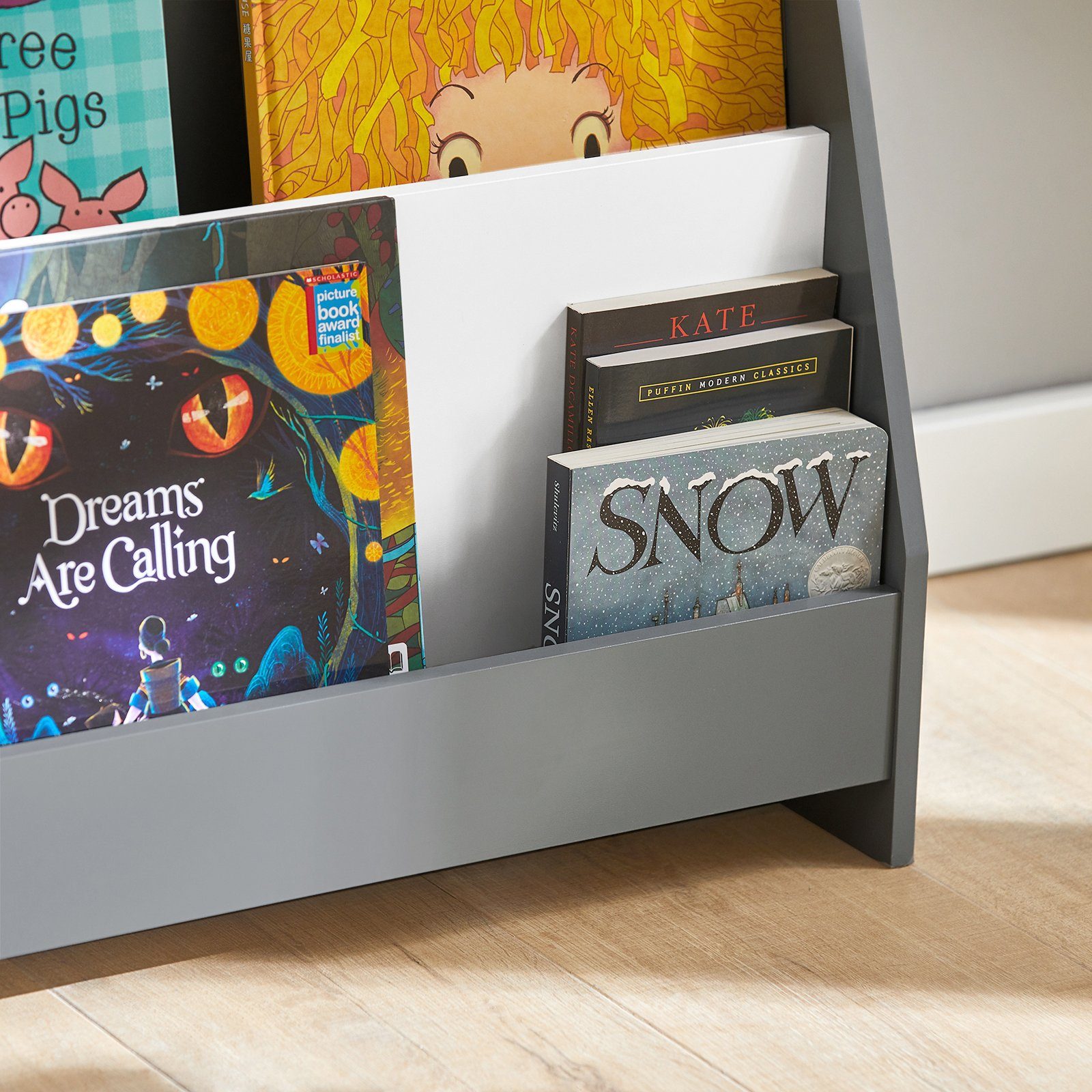 SoBuy Bücherregal KMB32, Kinder Bücherregal Kinderregal Zeitungsständer mit 4 Ablagefächern