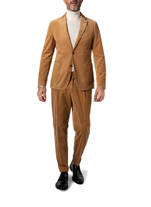BOSS Black, Anzug Hanry-Perin, Slim Fit, Cord, mittelbeige