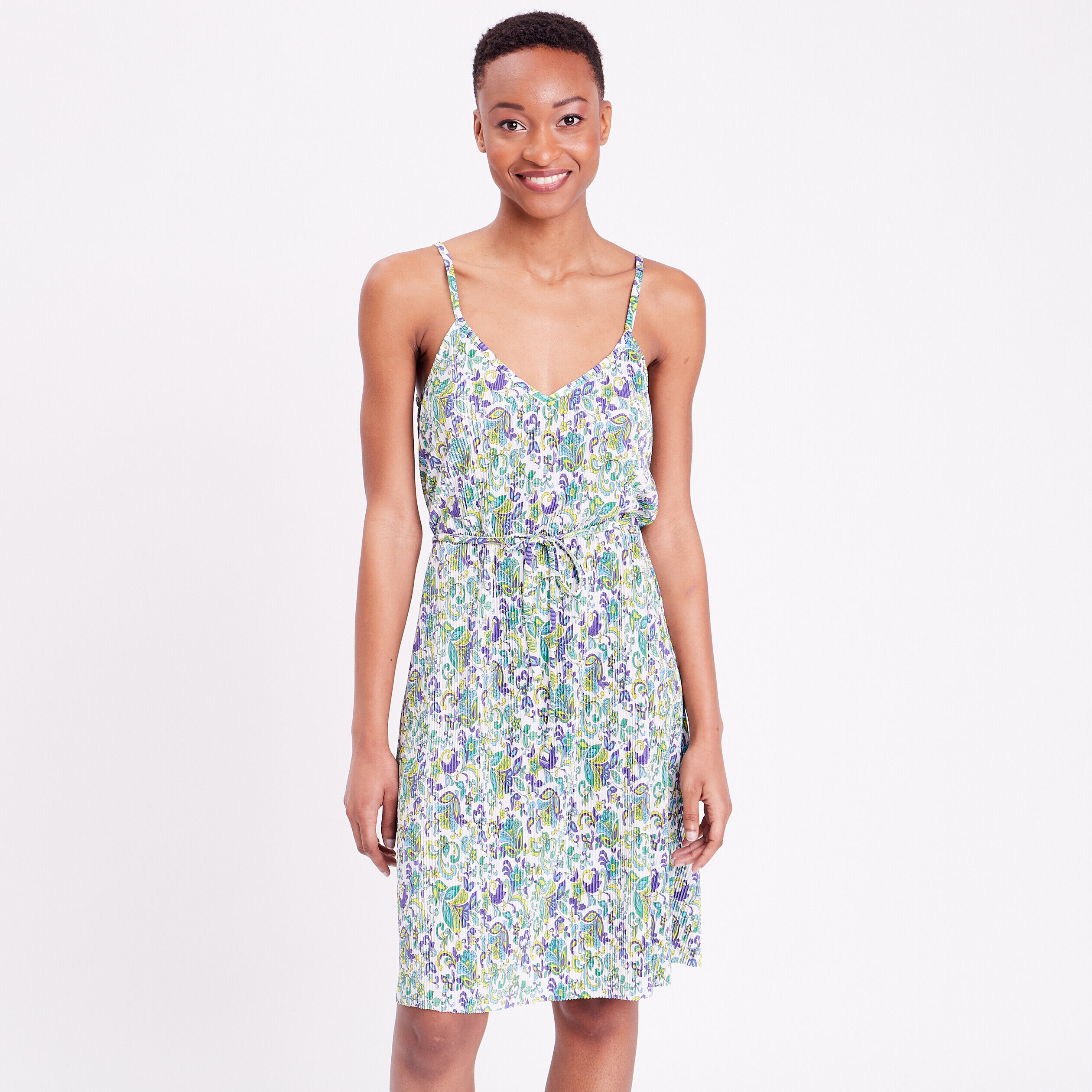 Robe droite plissée beige femme | Cache Cache
