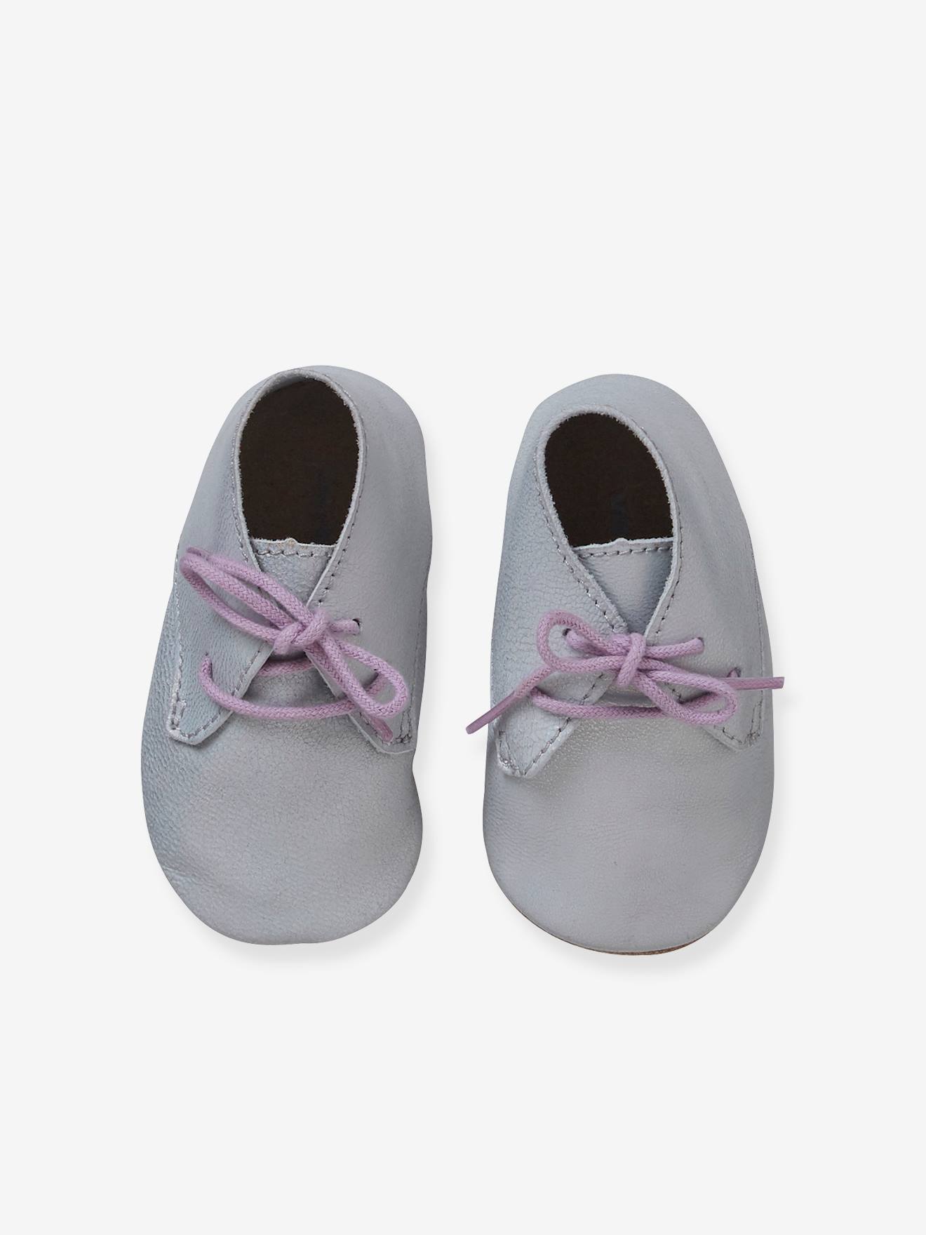 Chaussons de parc cuir souple bébé fille light gold