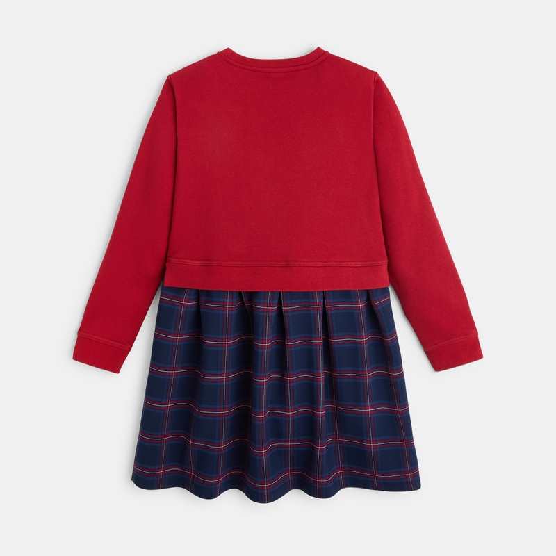 Robe bimatière Chipie rouge fille
