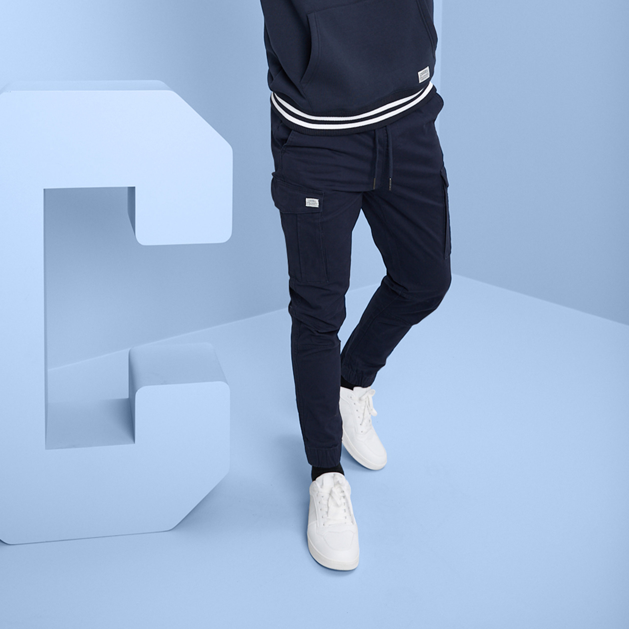 Pantalon cargo taille élastiquée Creeks bleu foncé garçon | La Halle