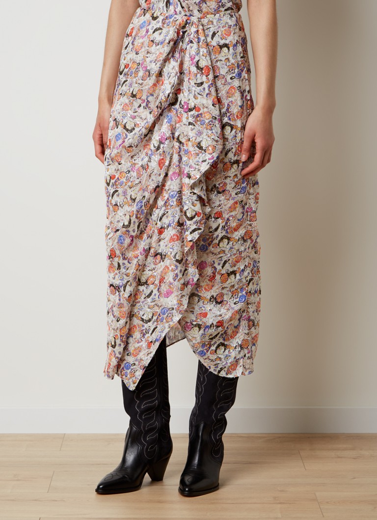 Isabel Marant  Rosalia midi rok met asymmetrische zoom en print
