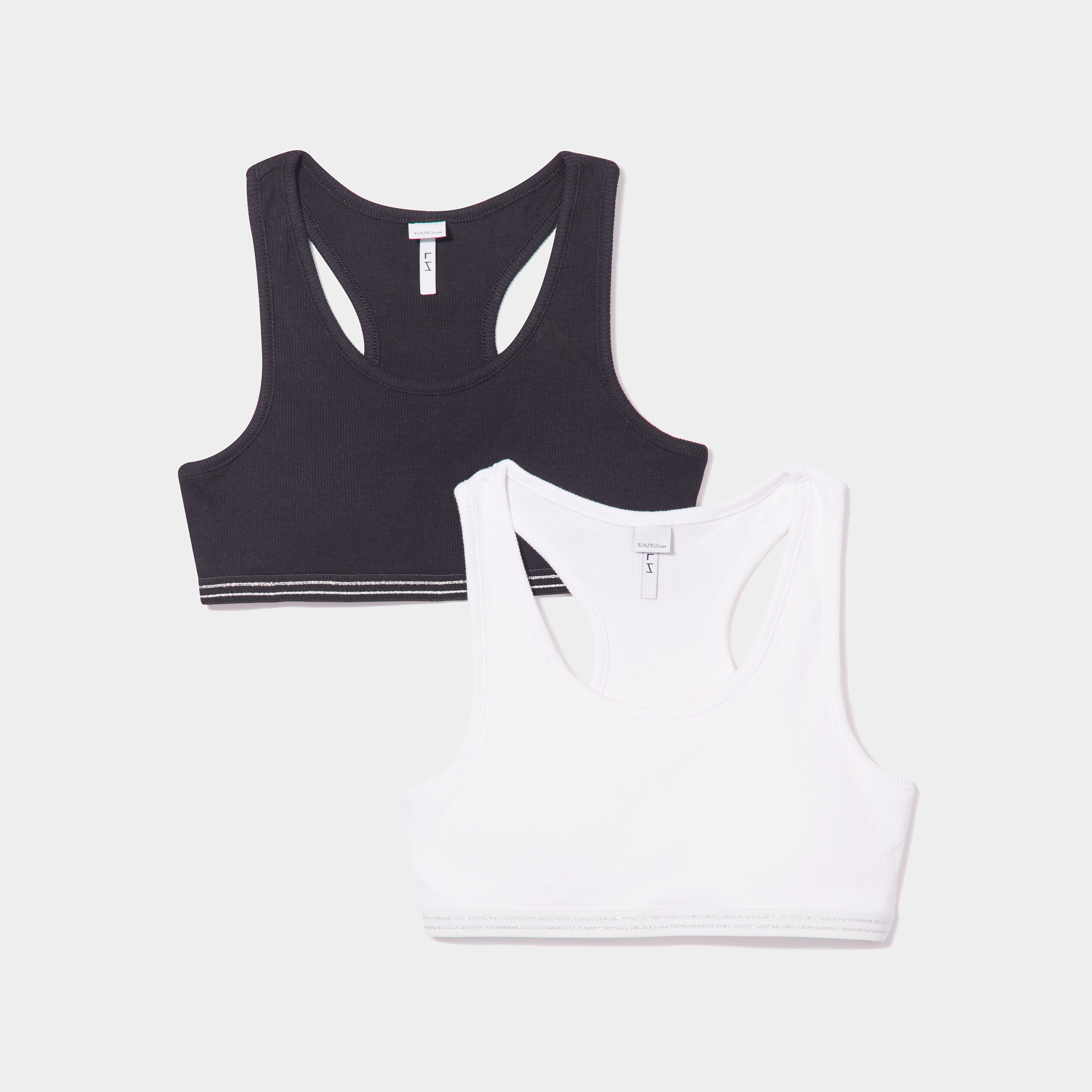 Lot 2 brassières effet côtelé noir fille | La Halle