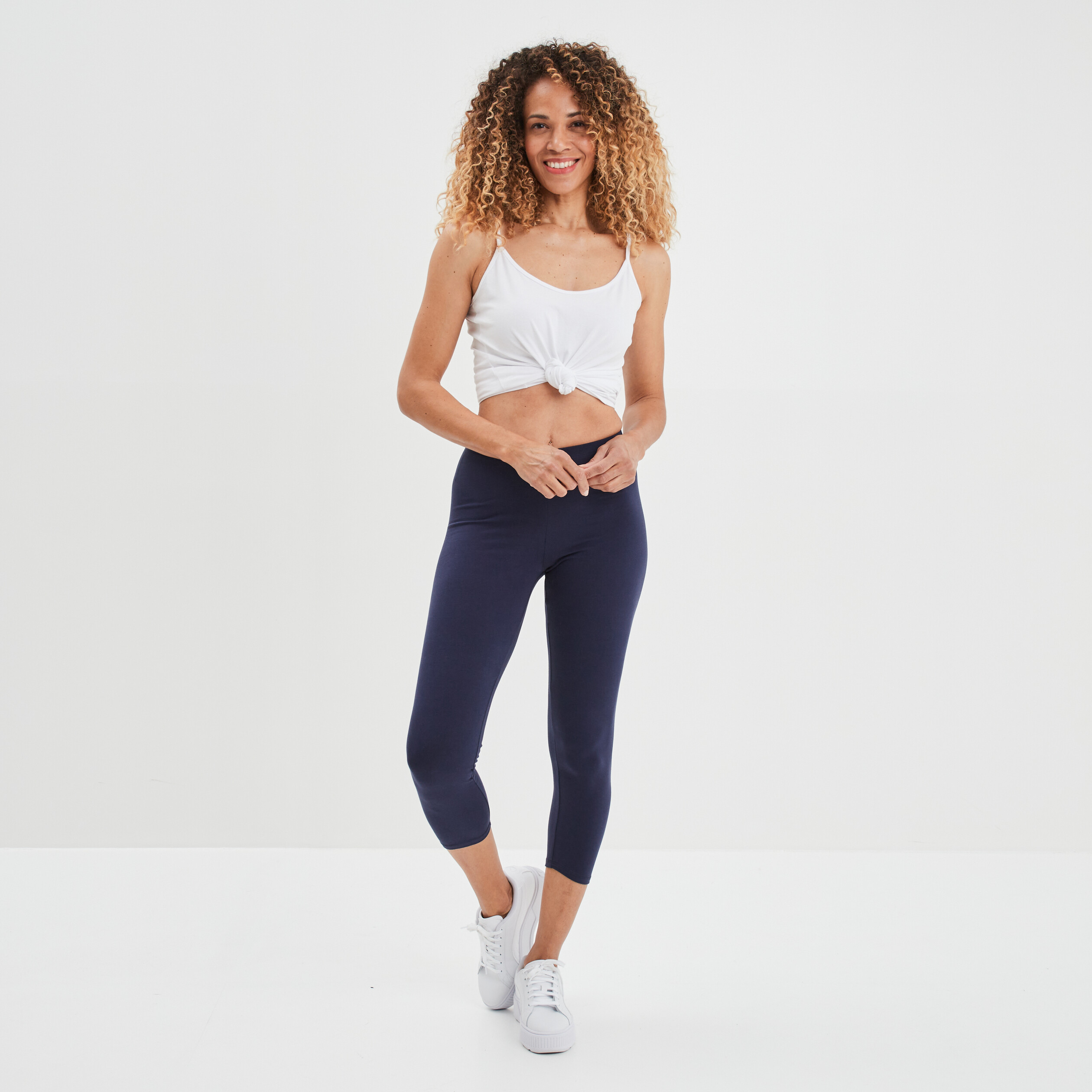 Legging 7 8ème taille élastiquée bleu marine femme | La Halle