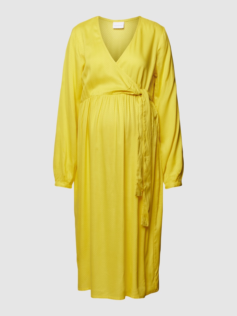 Umstands-Kleid aus reiner Viskose mit V-Ausschnitt in gelb