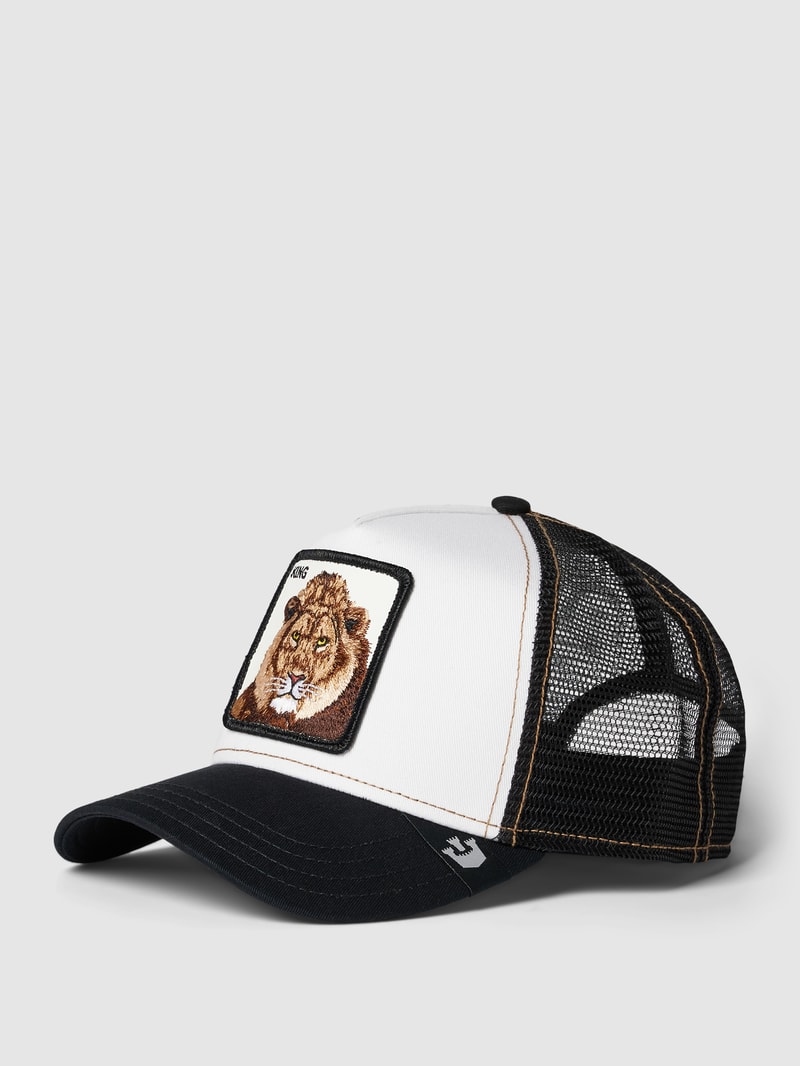 Trucker Cap mit Motiv-Patch Modell 'The King Lion' in weiß