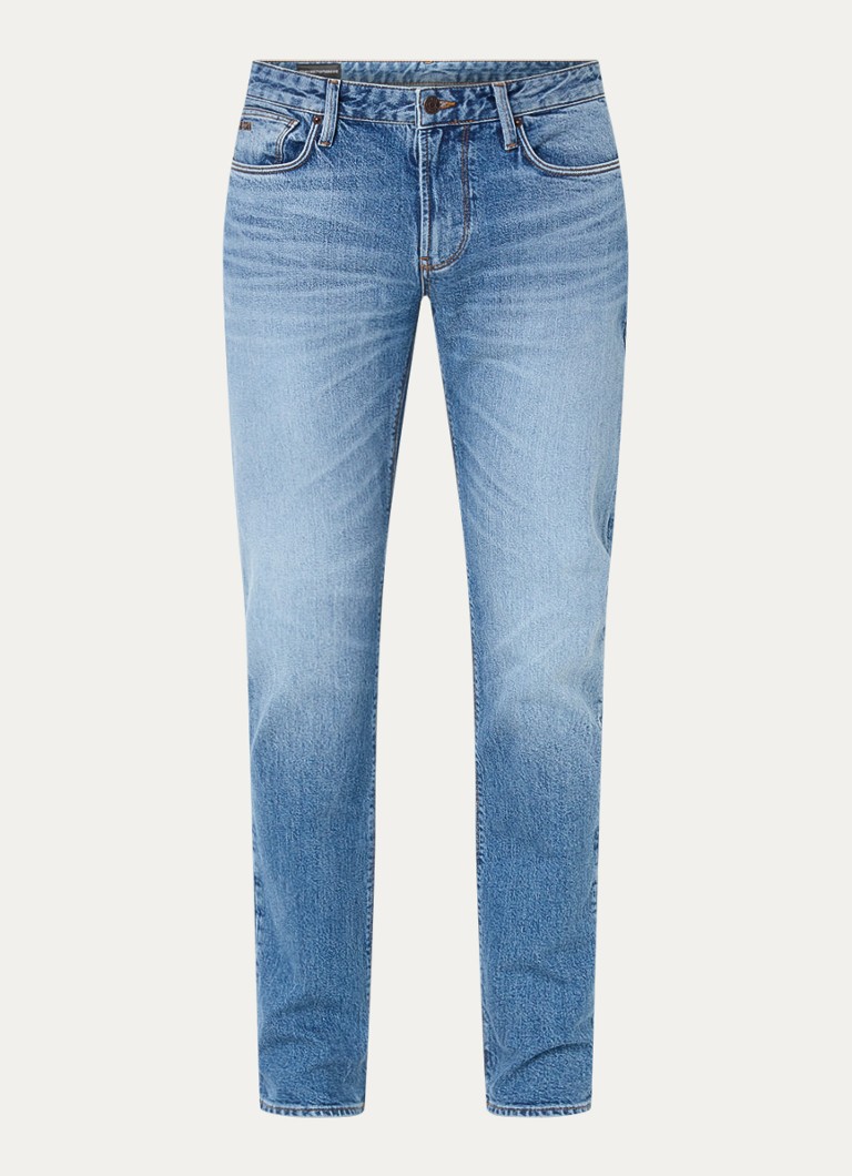 Blugi Emporio Armani cu croială dreaptă, decolorare închisă