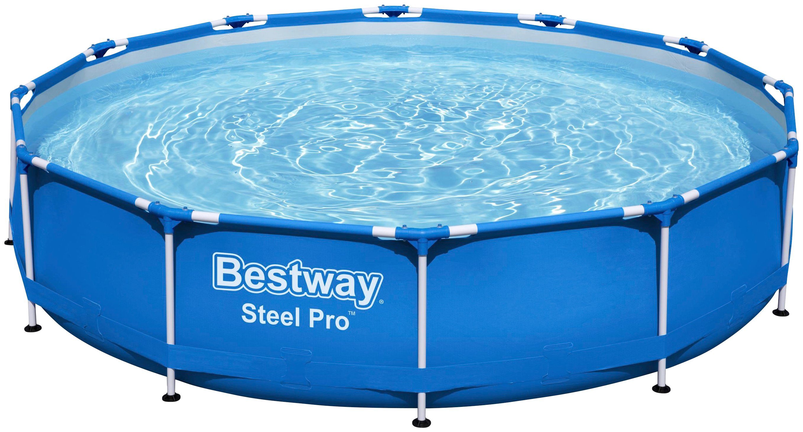 Bestway Pool Frame Pool rund (Set, 3-tlg), ØxH: 366x76 cm, mit Kartuschenfilterpumpe