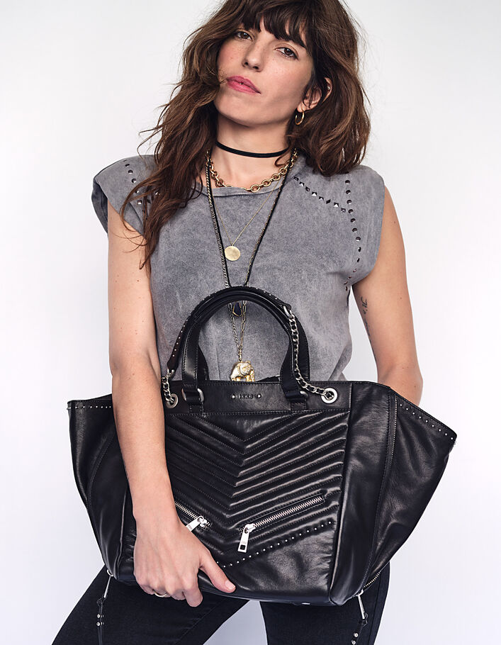 Sac cuir noir LE 1440 ROCK Leather Story femme
