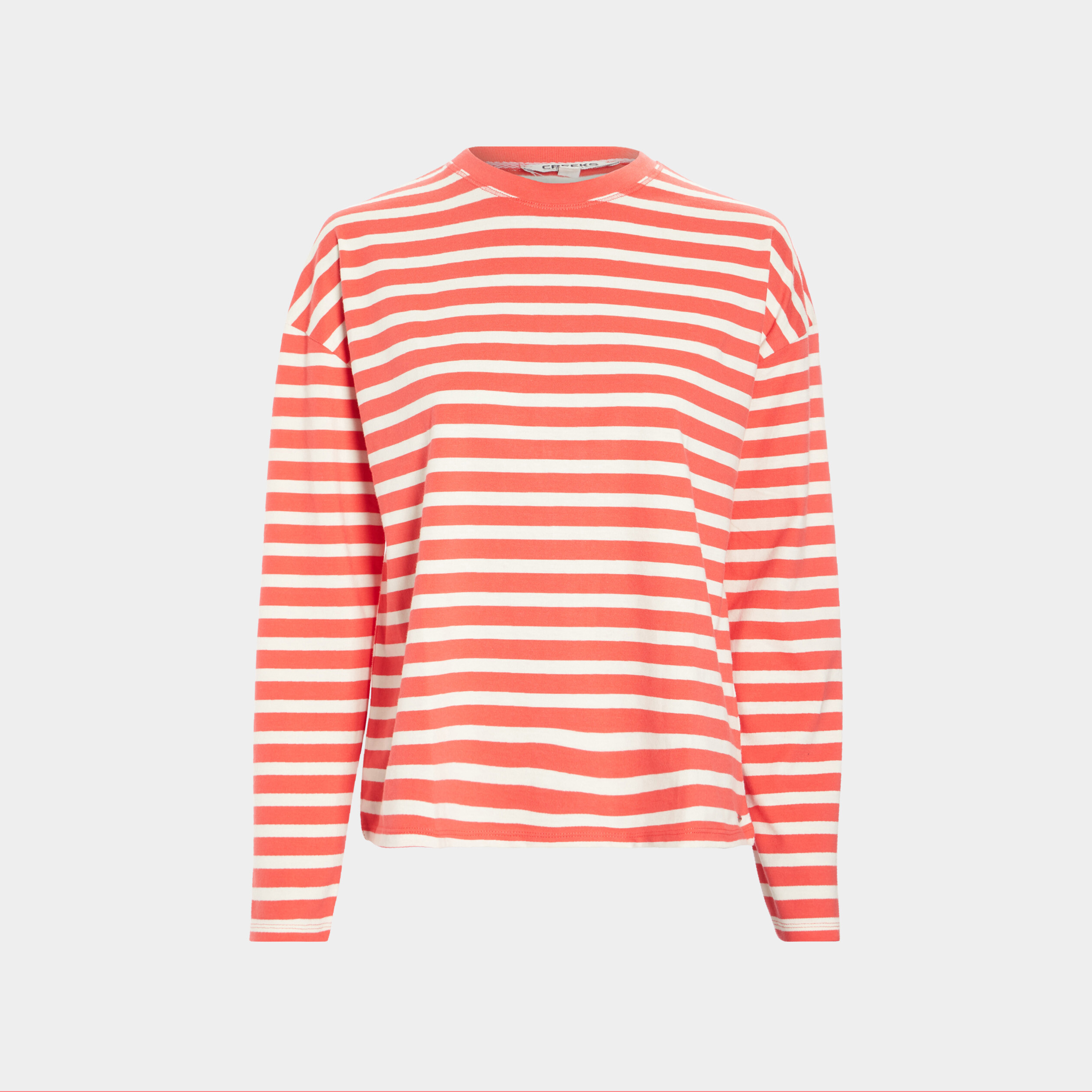 T-shirt marinière manches longues Creeks rouge femme | La Halle