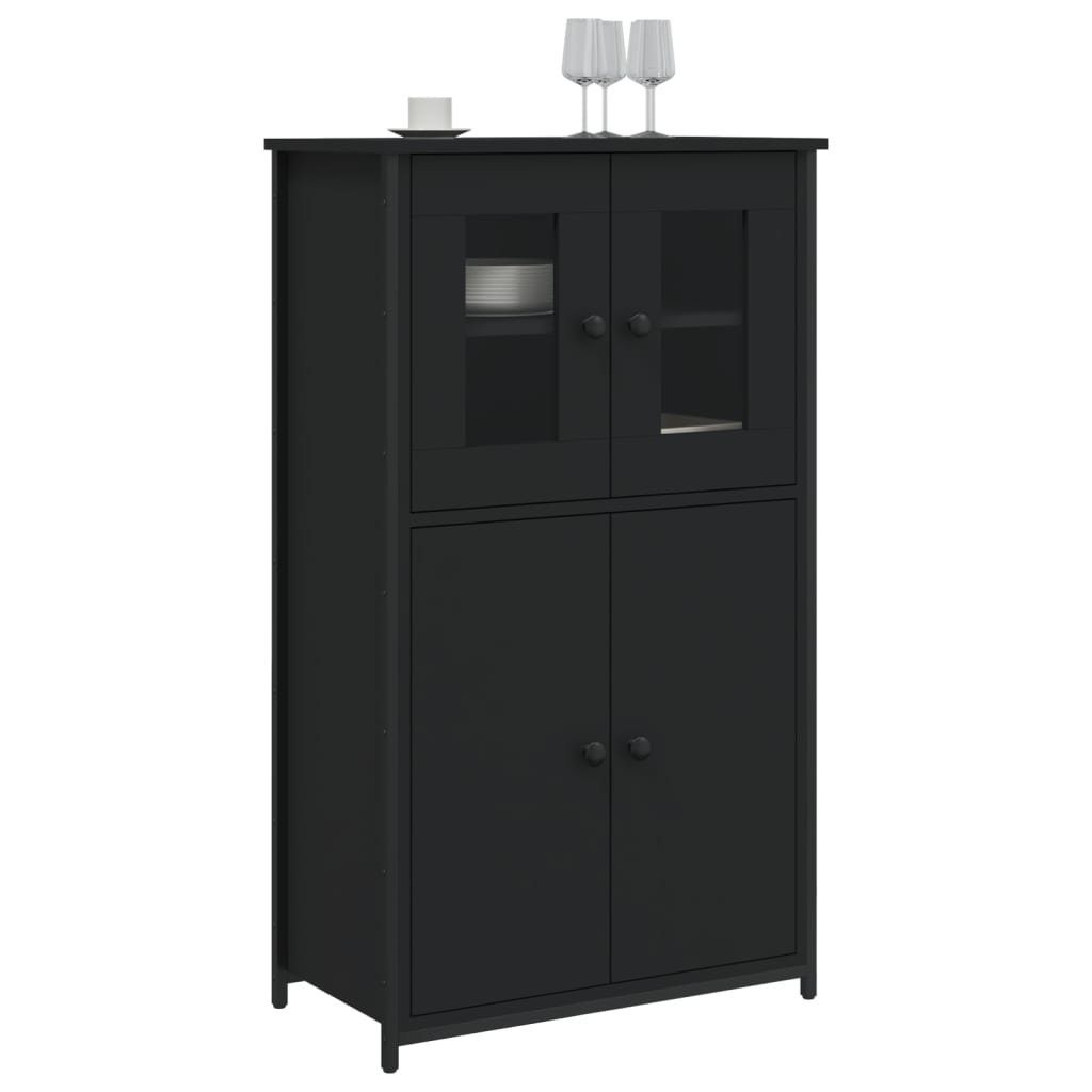 vidaXL Anrichte Highboard Schwarz 62x32x106,5 cm Holzwerkstoff Glas Vitrine