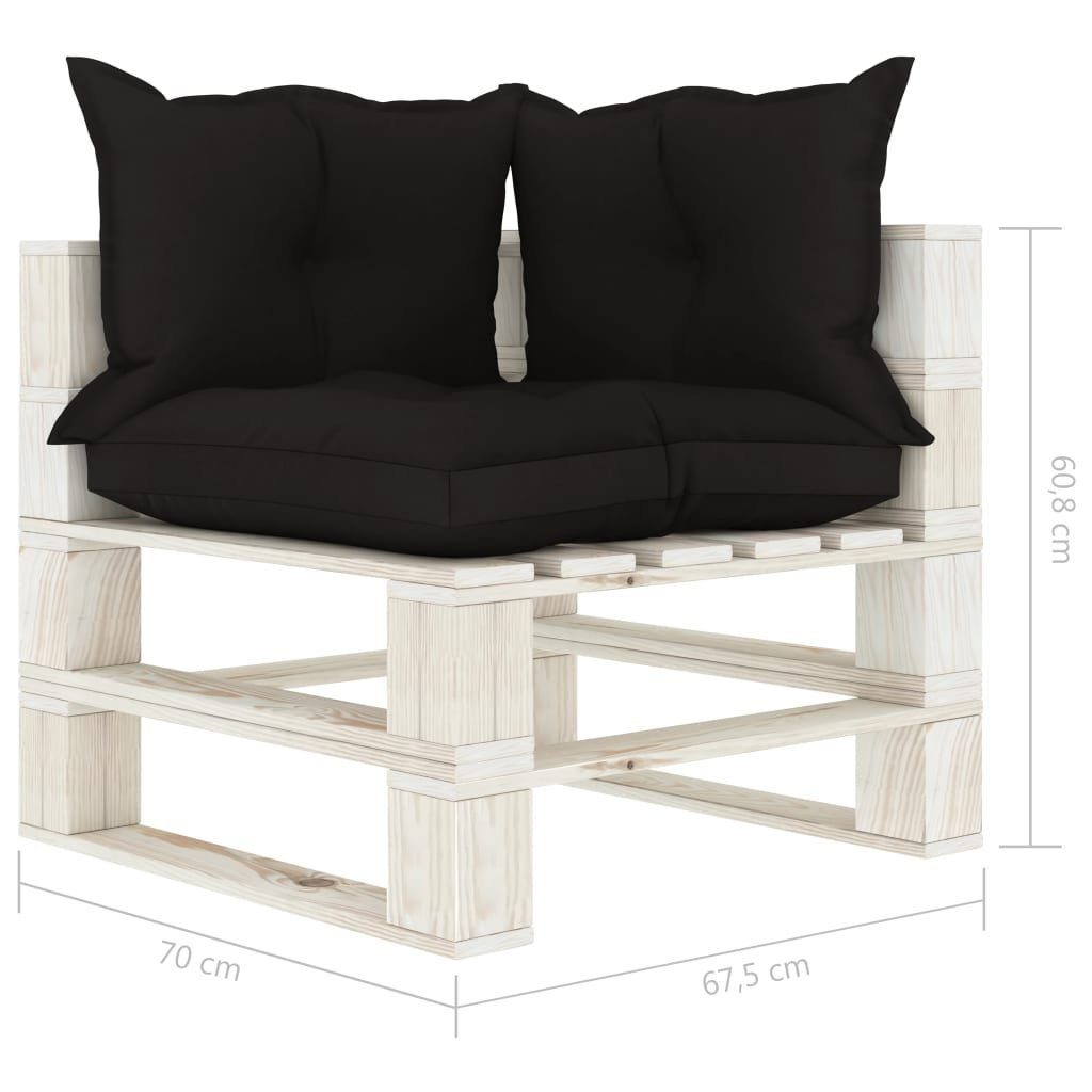 vidaXL Loungesofa Garten-Paletten-Ecksofa mit Kissen in Schwarz Holz, 1 Teile
