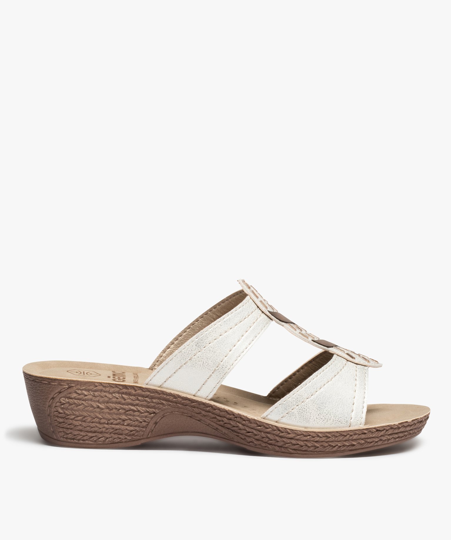 Mules femme confort dessus à brides ornées de strass blanc | GEMO