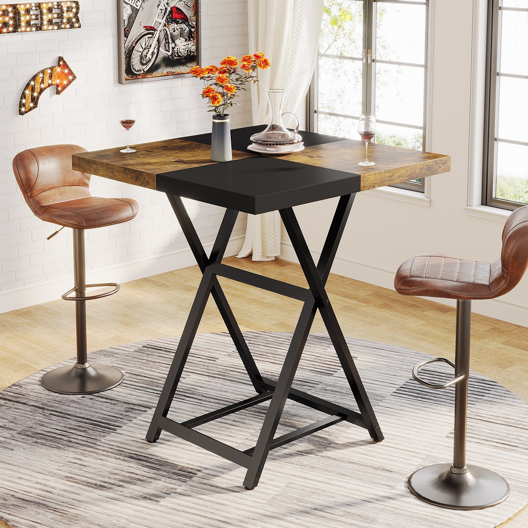 Tribesigns Bartisch Bartisch Küchentisch, Stehtisch, Esszimmer,50 x 50 x 105 cm