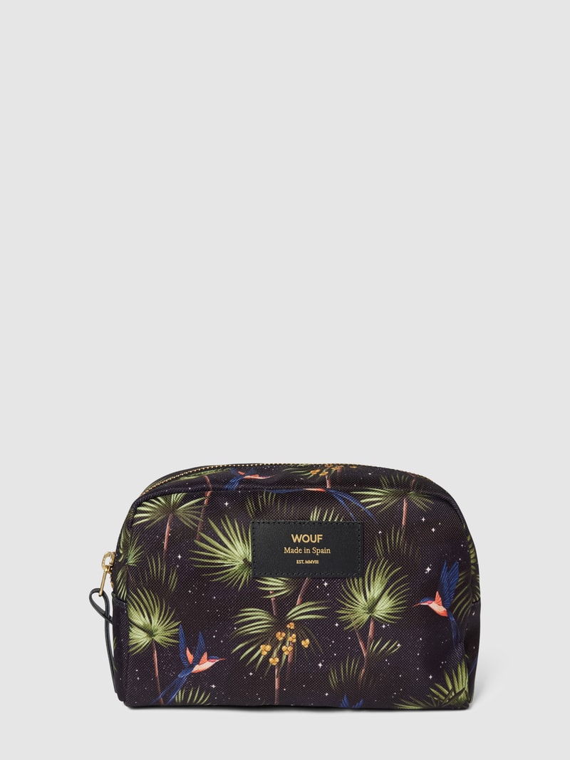 Kosmetiktasche mit Allover-Muster Modell 'Paradise' in marineblau