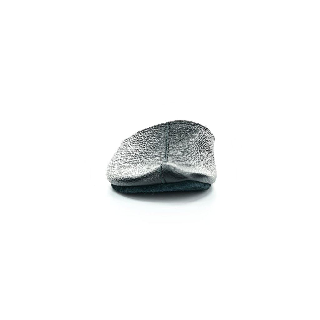 OmaKing Leather Slippers schwarze Hausschuhe