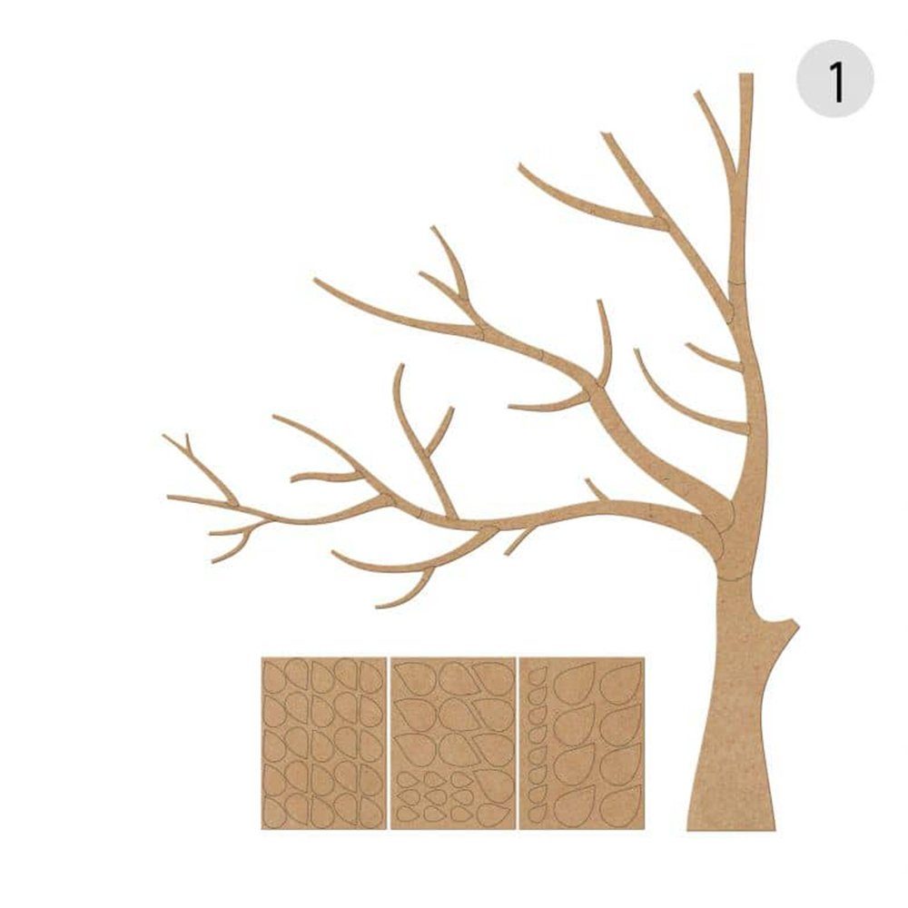 K&L Wall Art Holzbild Lebensbaum Kinderzimmer Boho Deko Baum des Lebens, (Holzposter mehrteilig), Holz Wandbild XXL