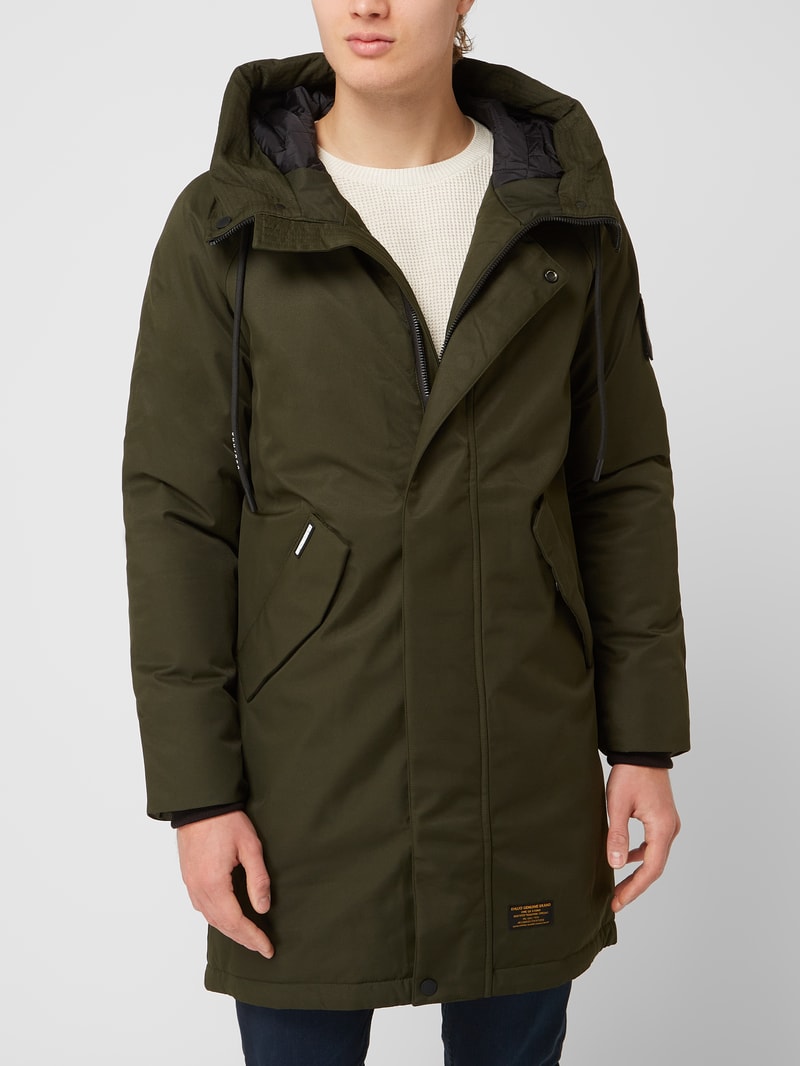 Parka mit Kapuze Modell 'Tuck' in olivgrün