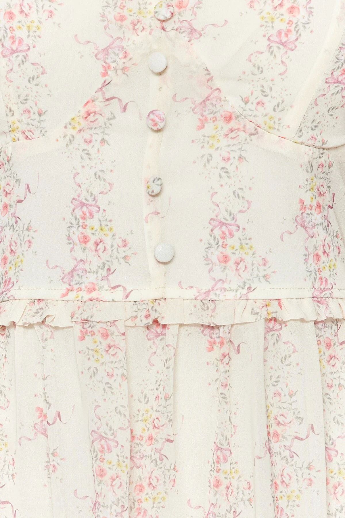Trendyol Collection  Ecrufarbenes, gefüttertes Mini-Webkleid mit V-Ausschnitt und Gürtelöffnung TWOSS23EL01782