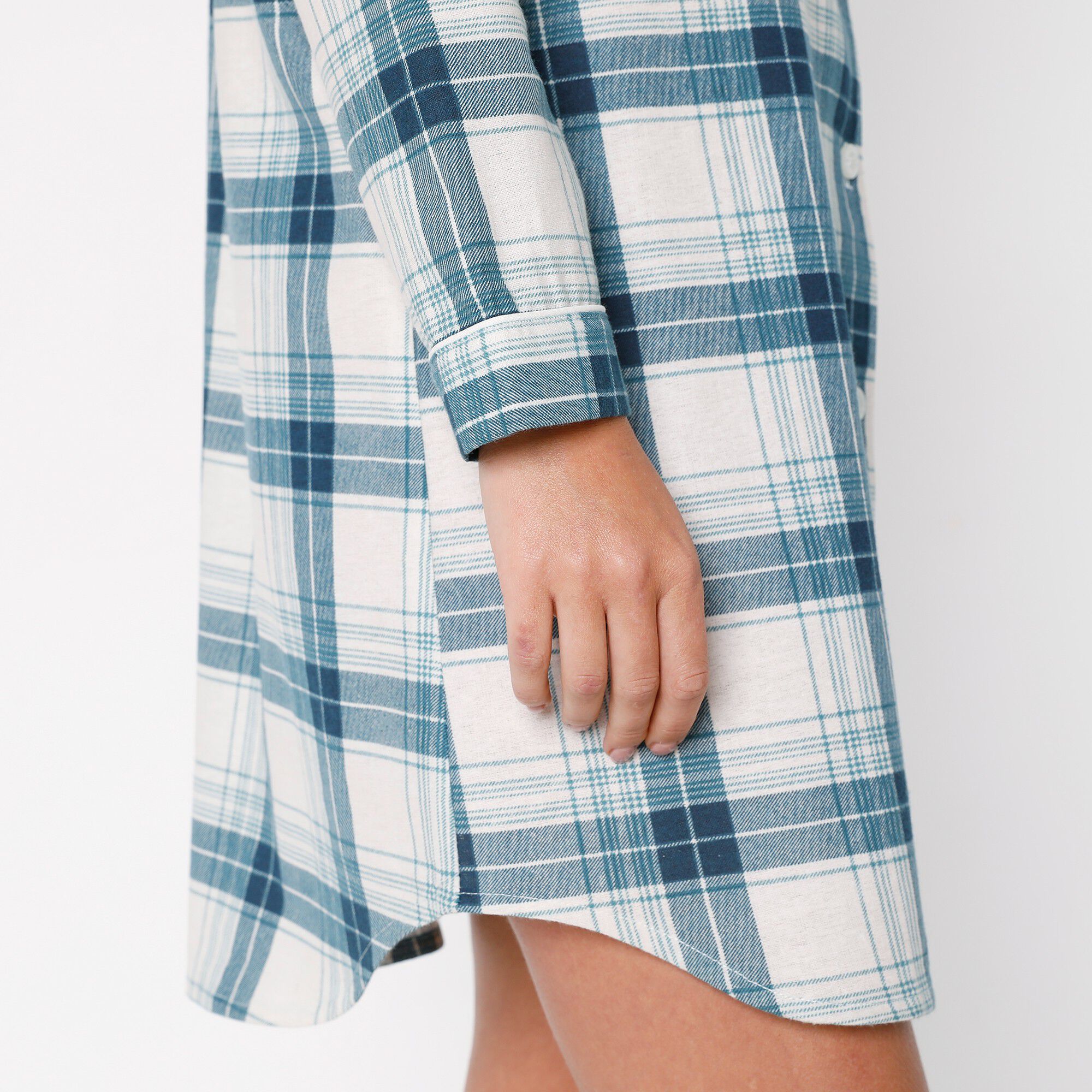 Chemise de nuit en pilou forme liquette imprimé carreaux