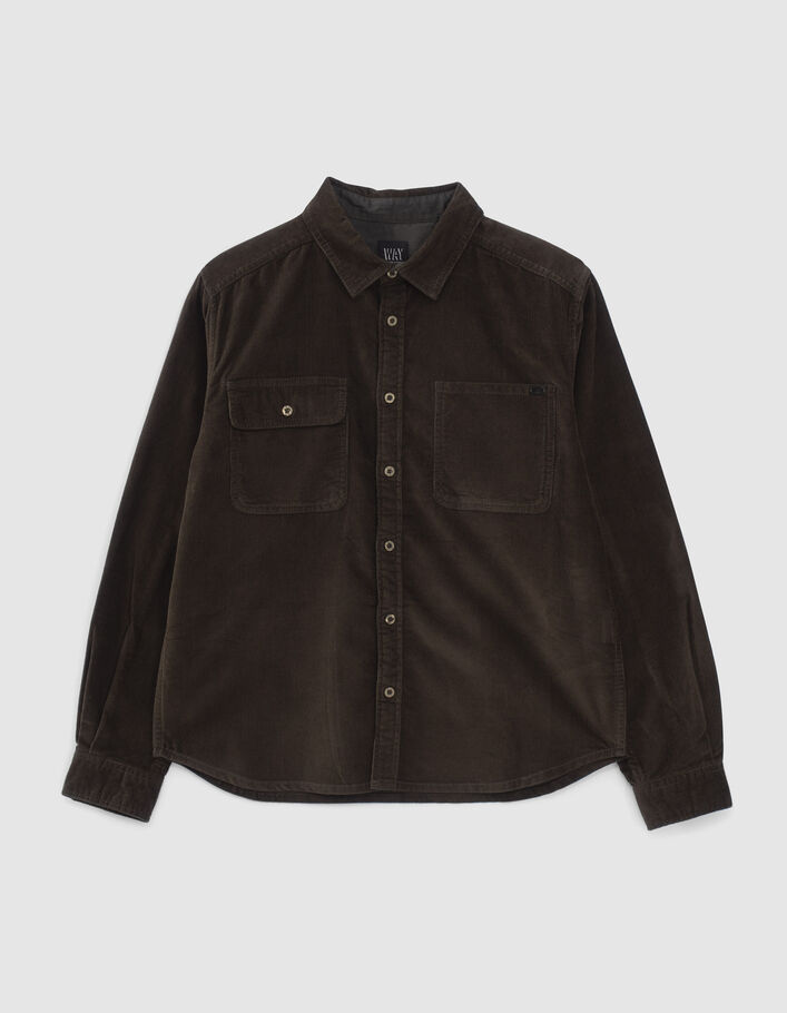 Chemise kaki velours milleraies garçon