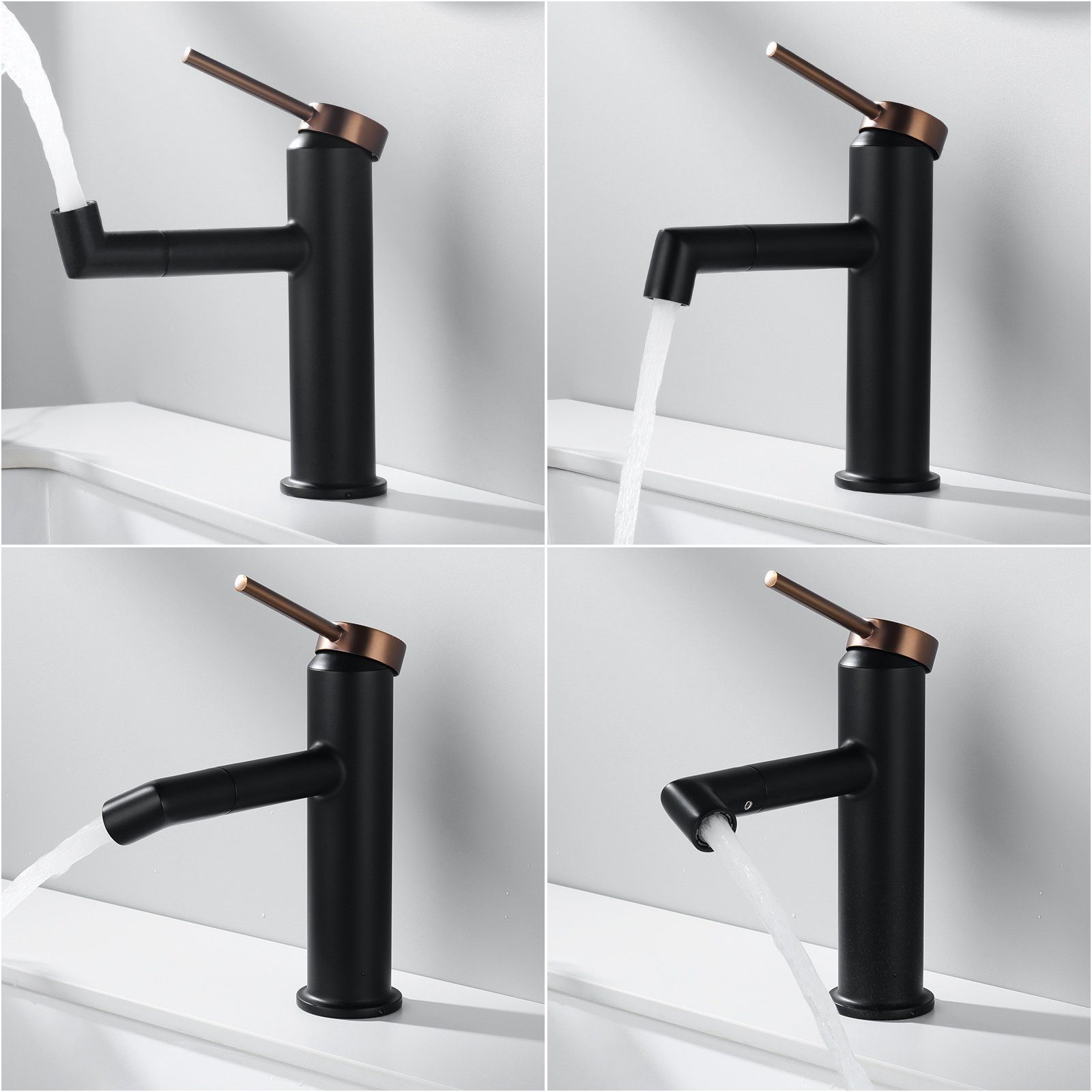 Auralum Waschtischarmatur Badezimmer-Wasserhahn moderner um 360°drehbarer Waschbecken-Wasserhahn