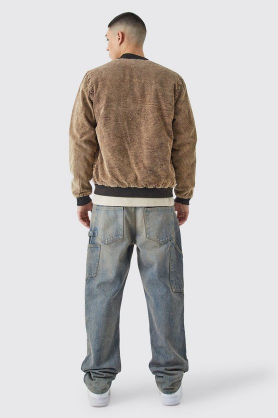 Gesteppte Cord-Bomberjacke mit Acid-Waschung