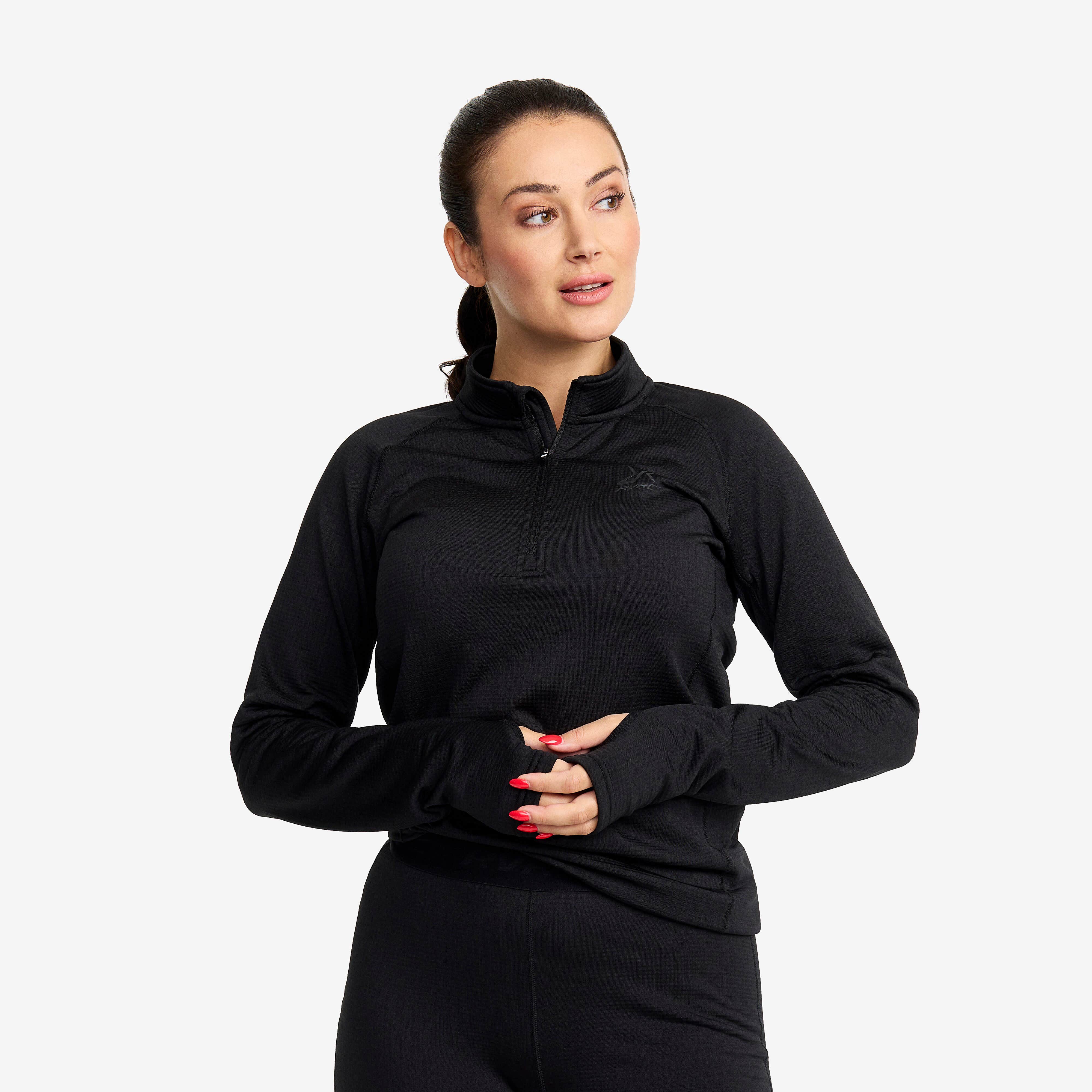 Waffle 1/2 Zip Baselayer Top Femme Black
