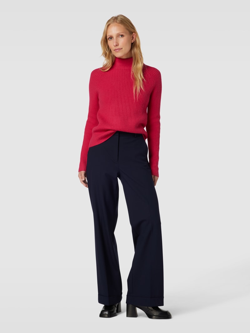 Rollkragenpullover aus Kaschmir mit Rippenstruktur in pink